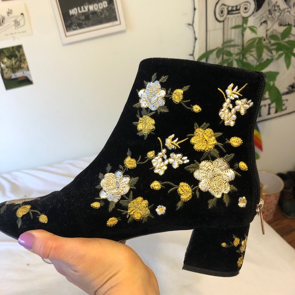 Velvet Embroidered Topshop Boot
